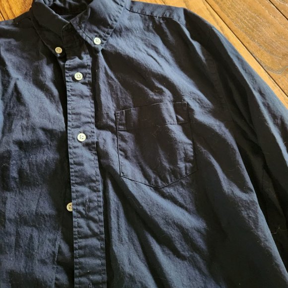 Boys Navy long sleeve button down shirt - Picture 3 of 3